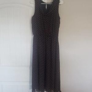 MSK black with coral polka dot sleeveless dress size 16